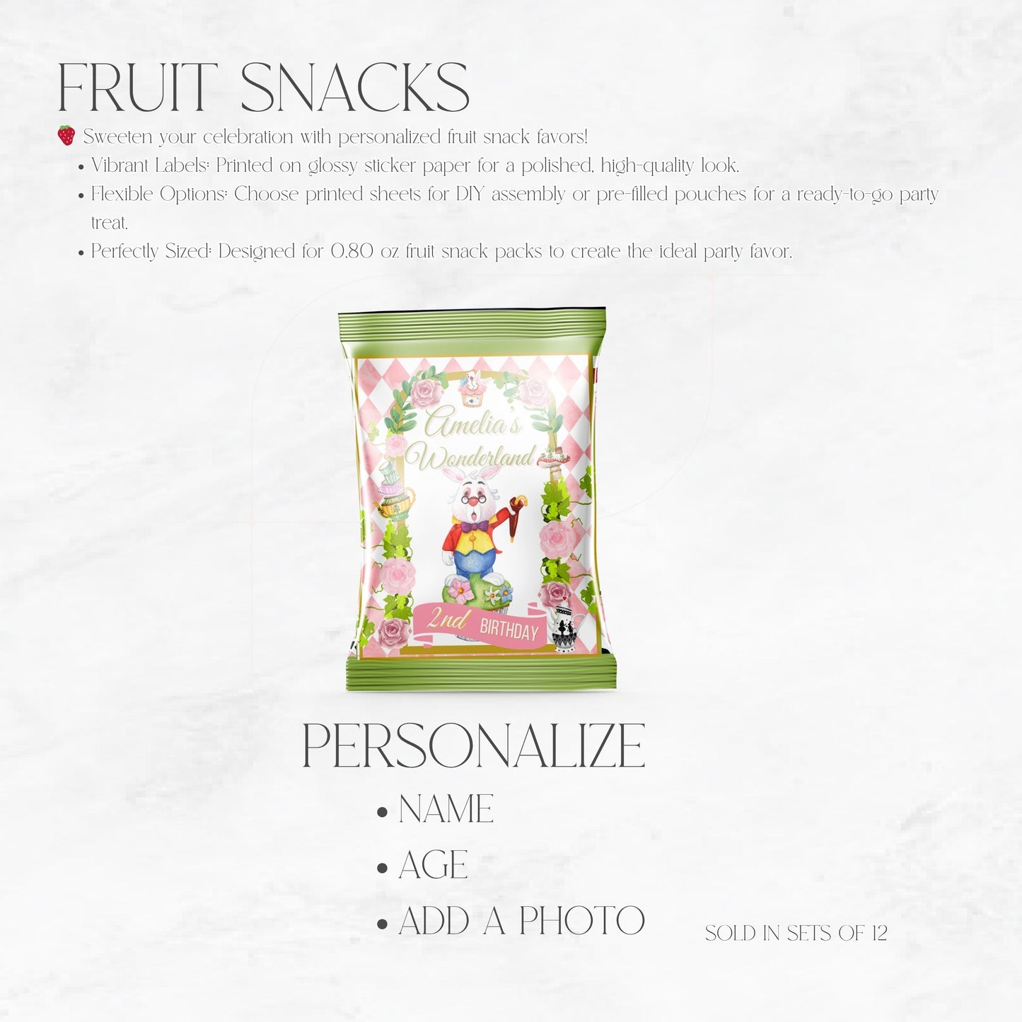 Alice In Wonderland Custom Fruit Snacks