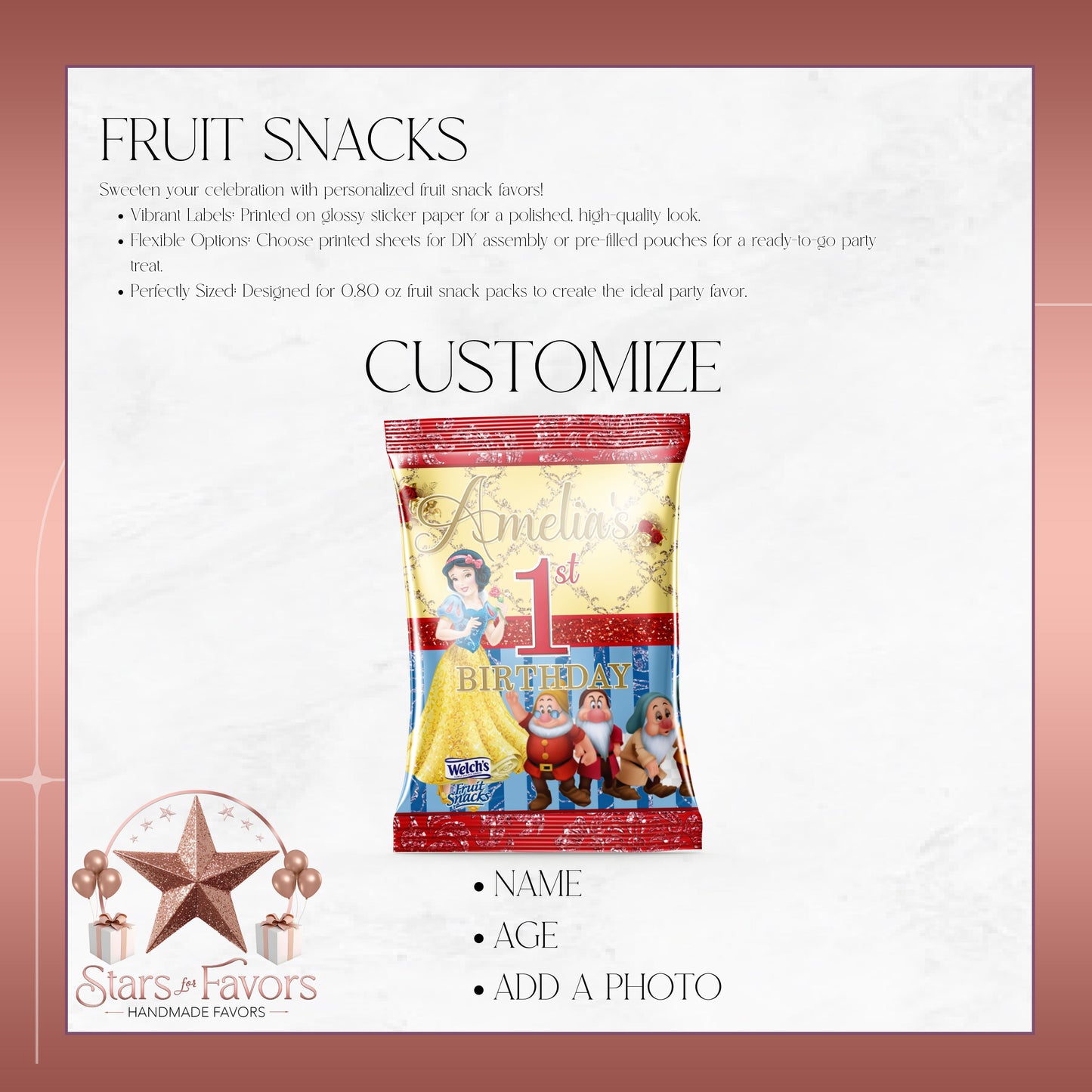 Snow White Custom Fruit Snacks