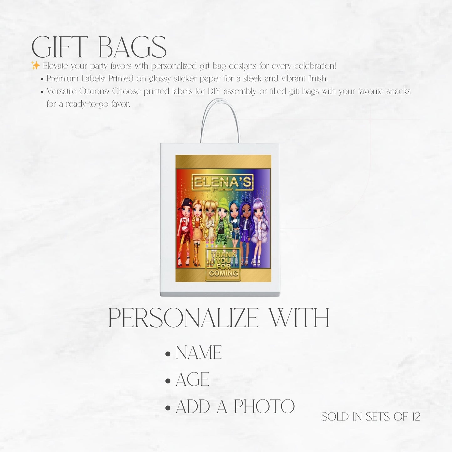 Rainbow High Dolls Gift Bags