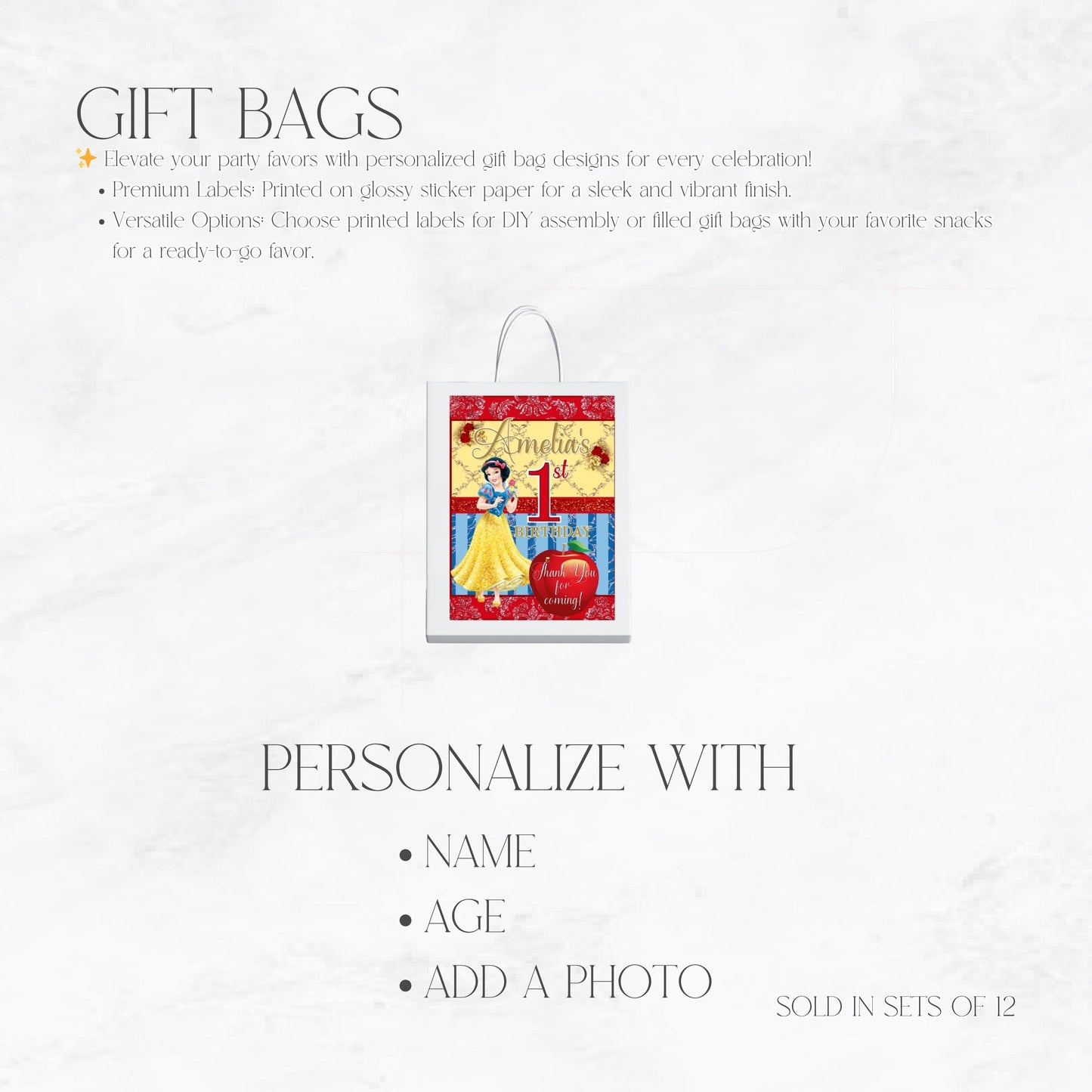 Snow White Custom Gift Bags