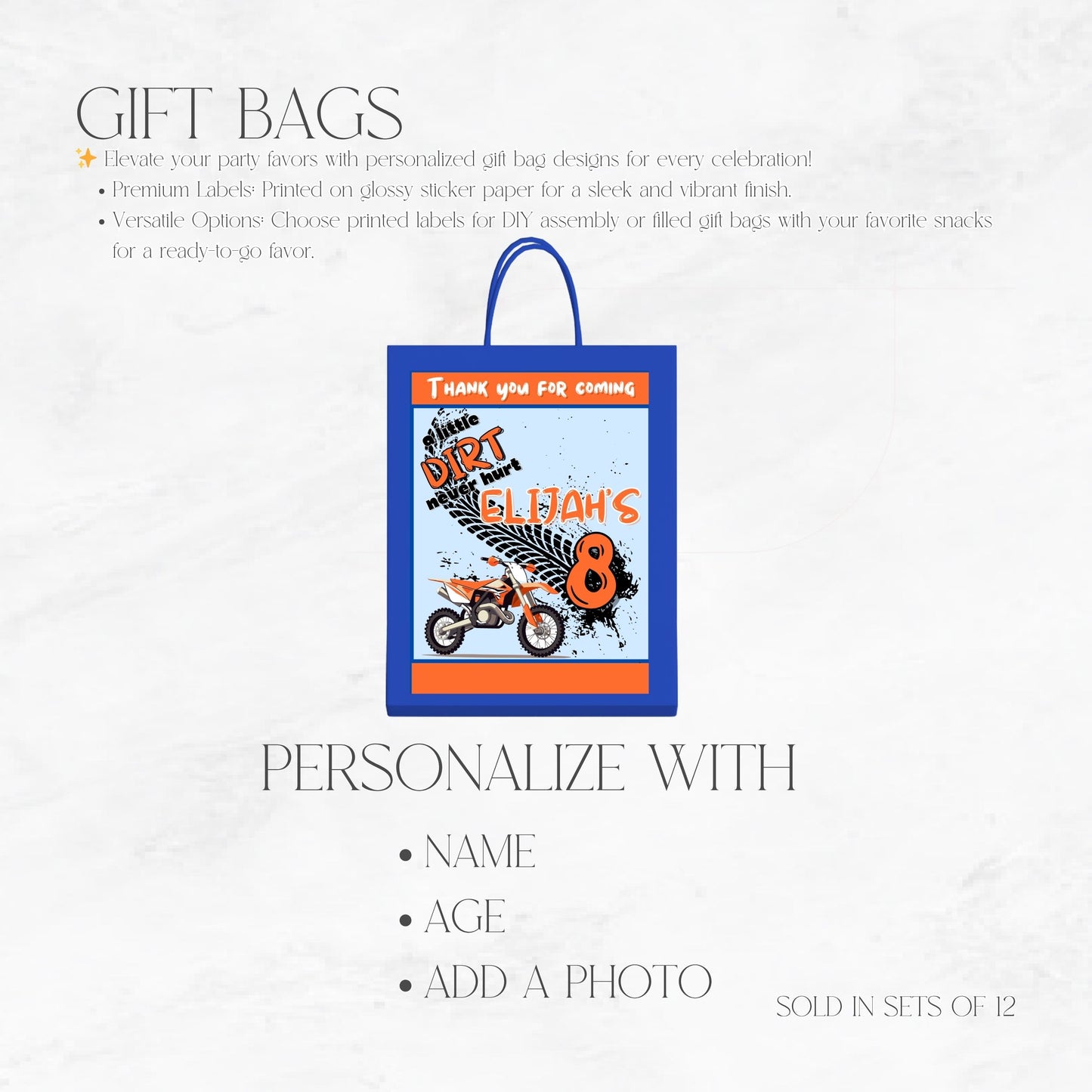 A Little Dirt Never Hurt Dirt Bike Gift Bags