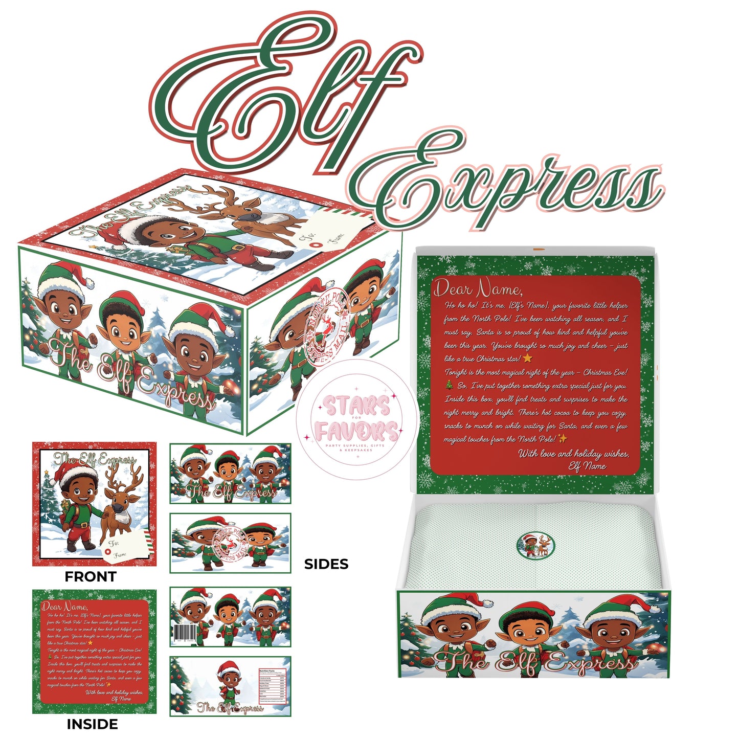 Elf Express Christmas Eve Gift Box African American Boy