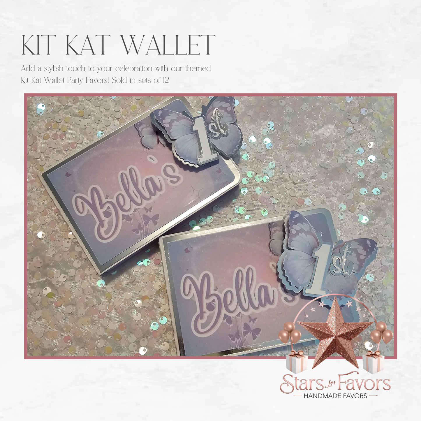 Butterfly Sparkle Lavender Kit Kat Wallet