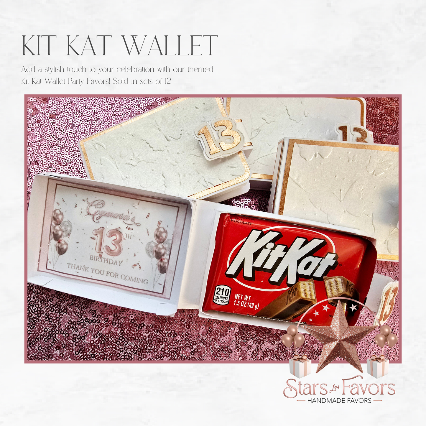Rose Gold & White Kit Kat Wallet
