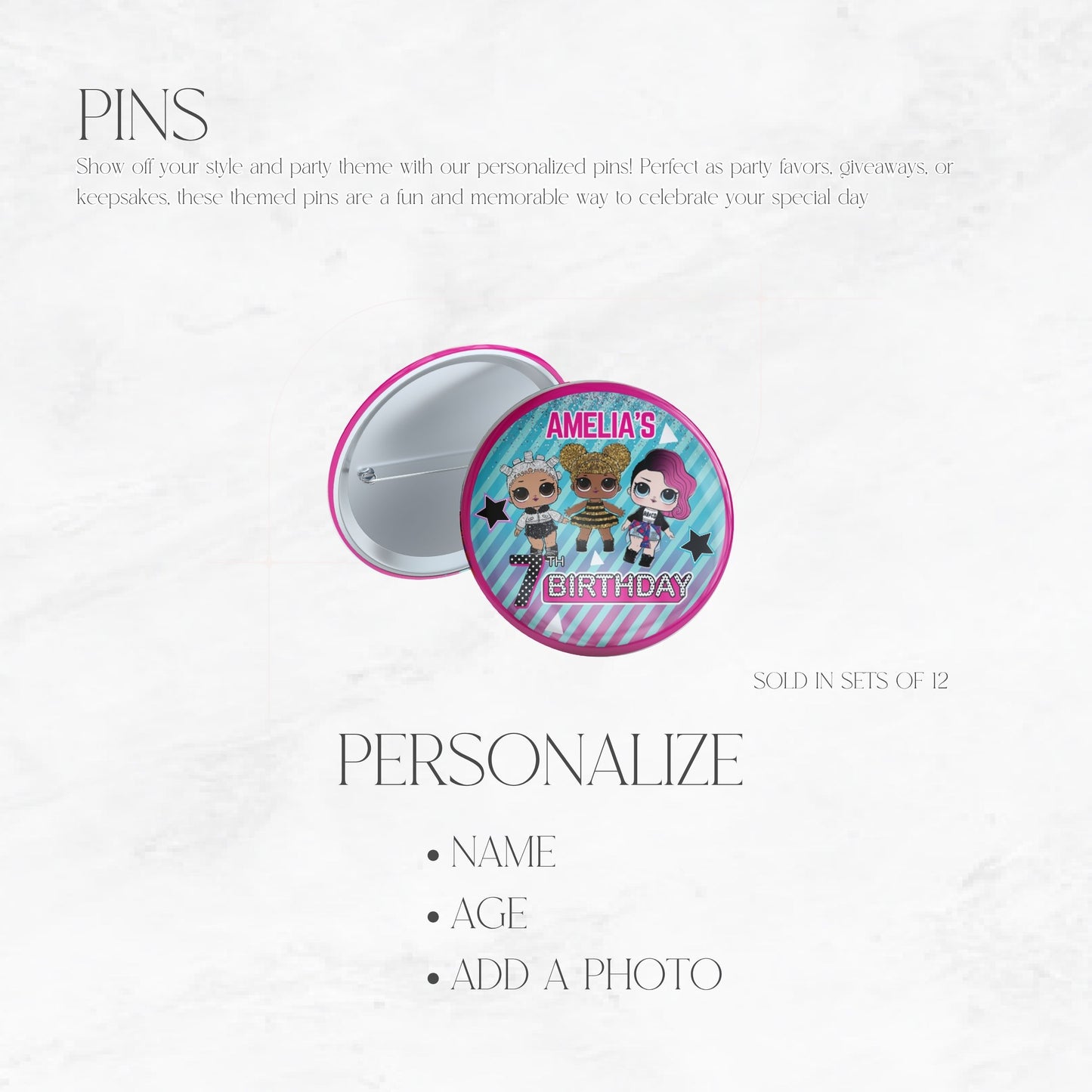 LOL Dolls Birthday Pins