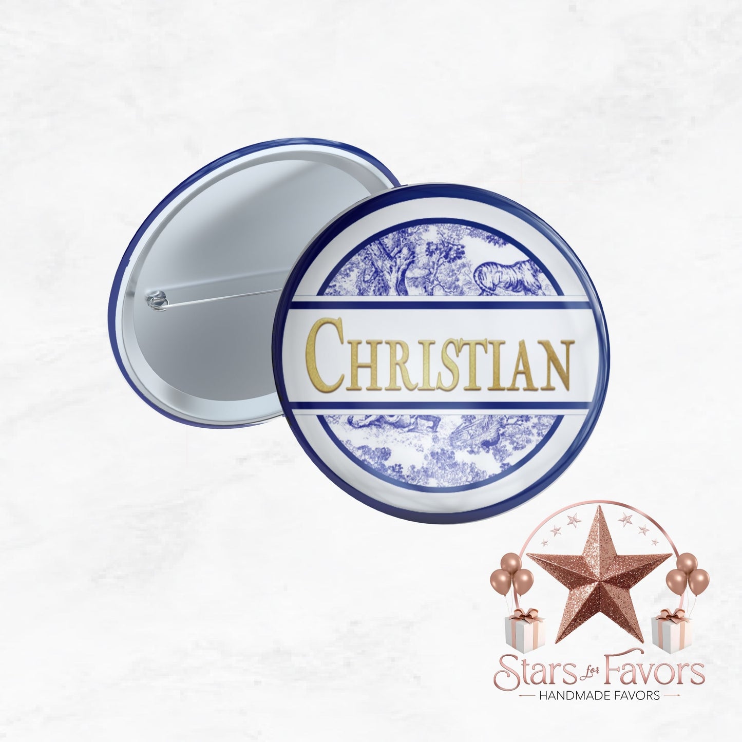 Toile Du Juoy Classic Blue Button Pins