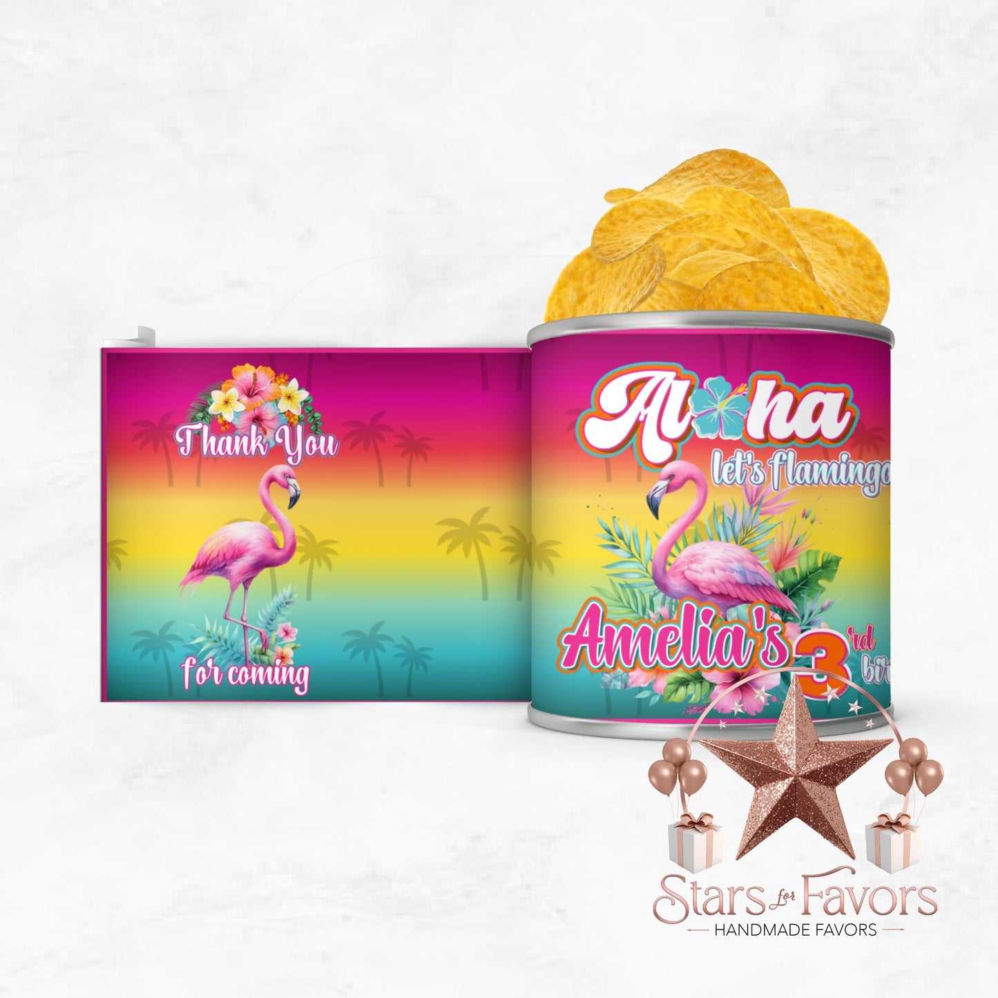 Aloha Let's Flamingo Custom Pringles Chip Can