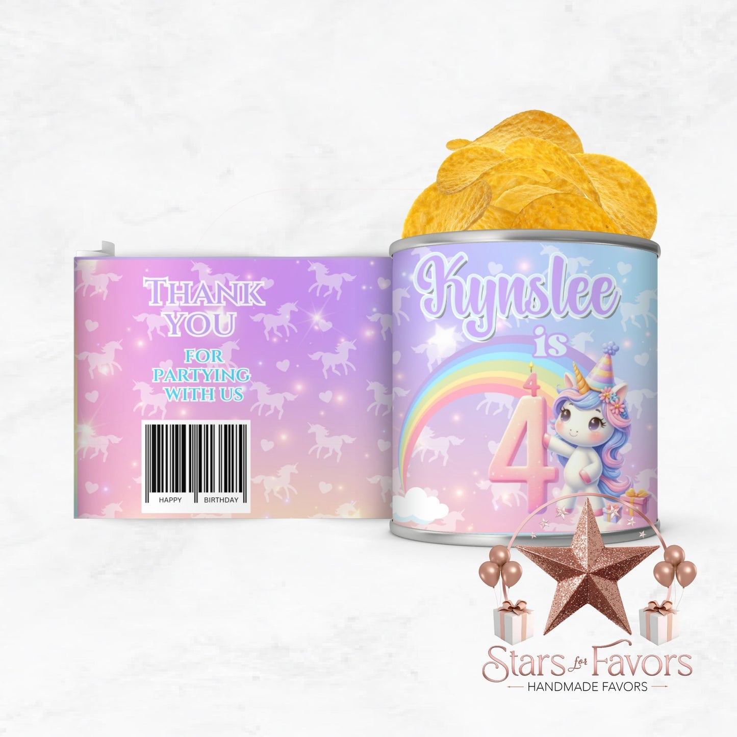 Rainbow Sparkle Unicorn Pringles Chip Can