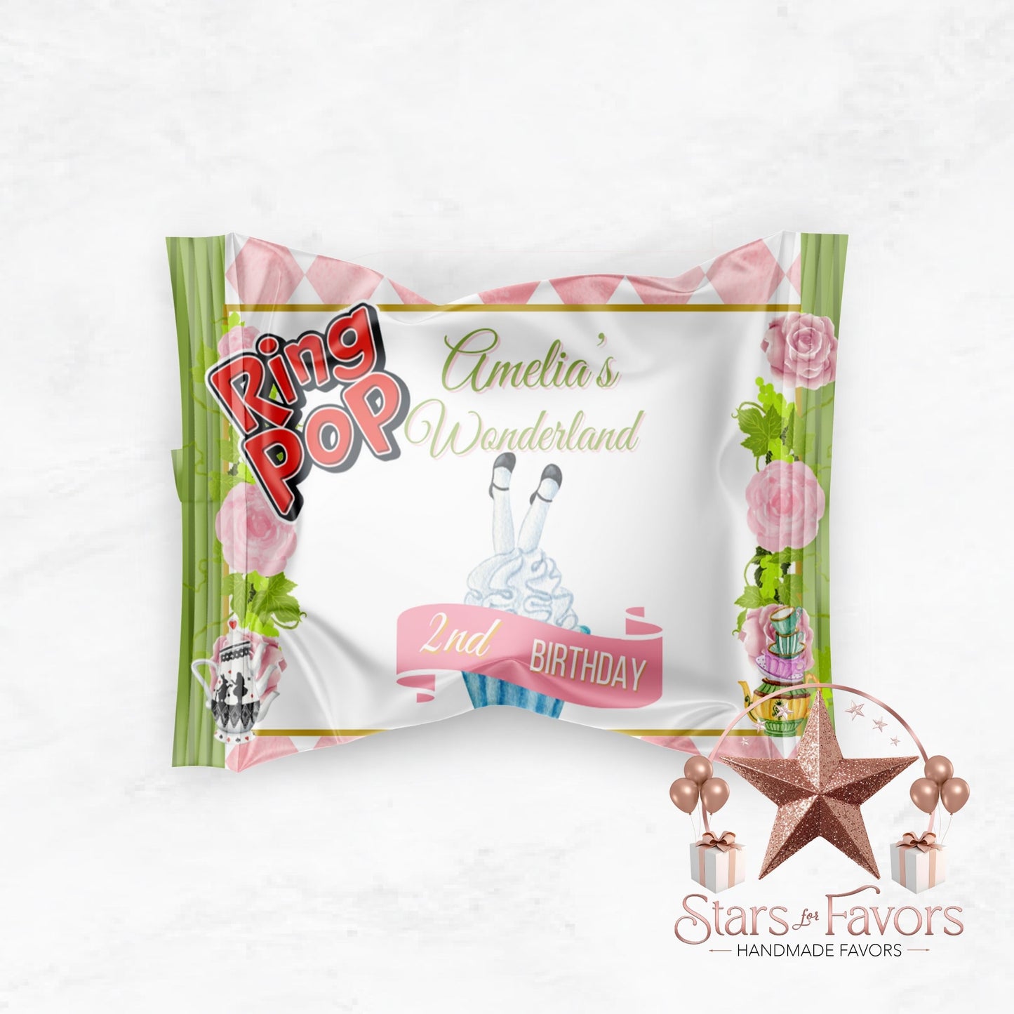 Alice In Wonderland Custom Ring Pop Candy