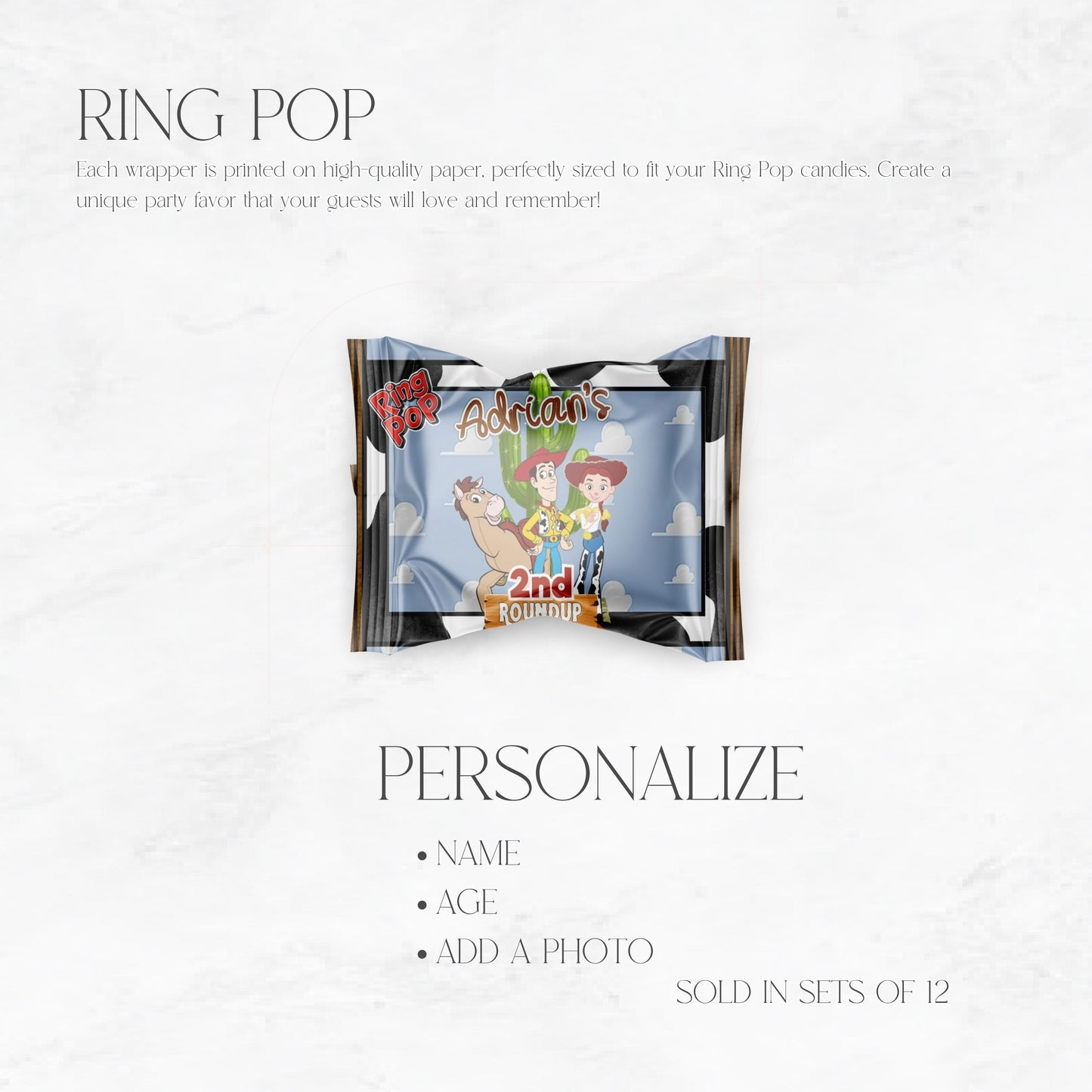 Toy Cowboy Roundup Ring Pop Wrappers