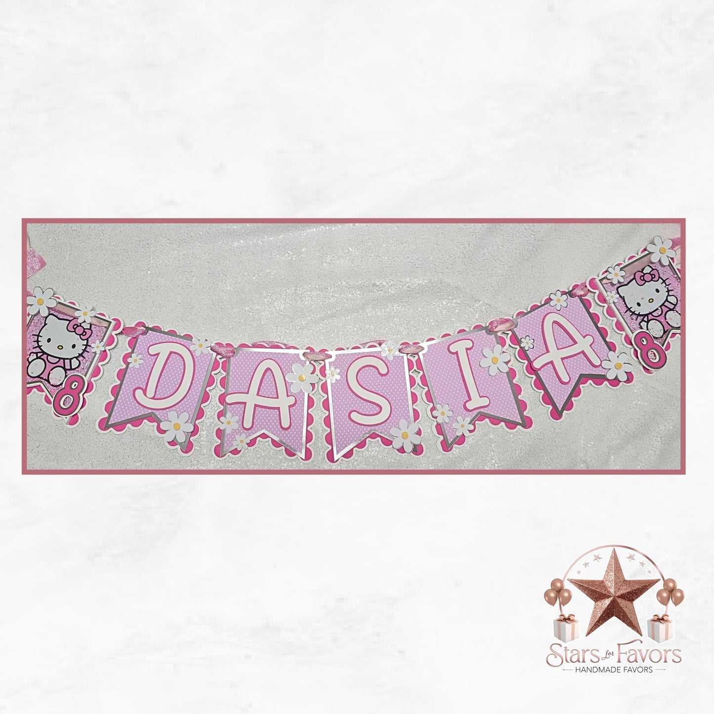 Custom Hello Kitty Birthday Banner with Shaker Ends