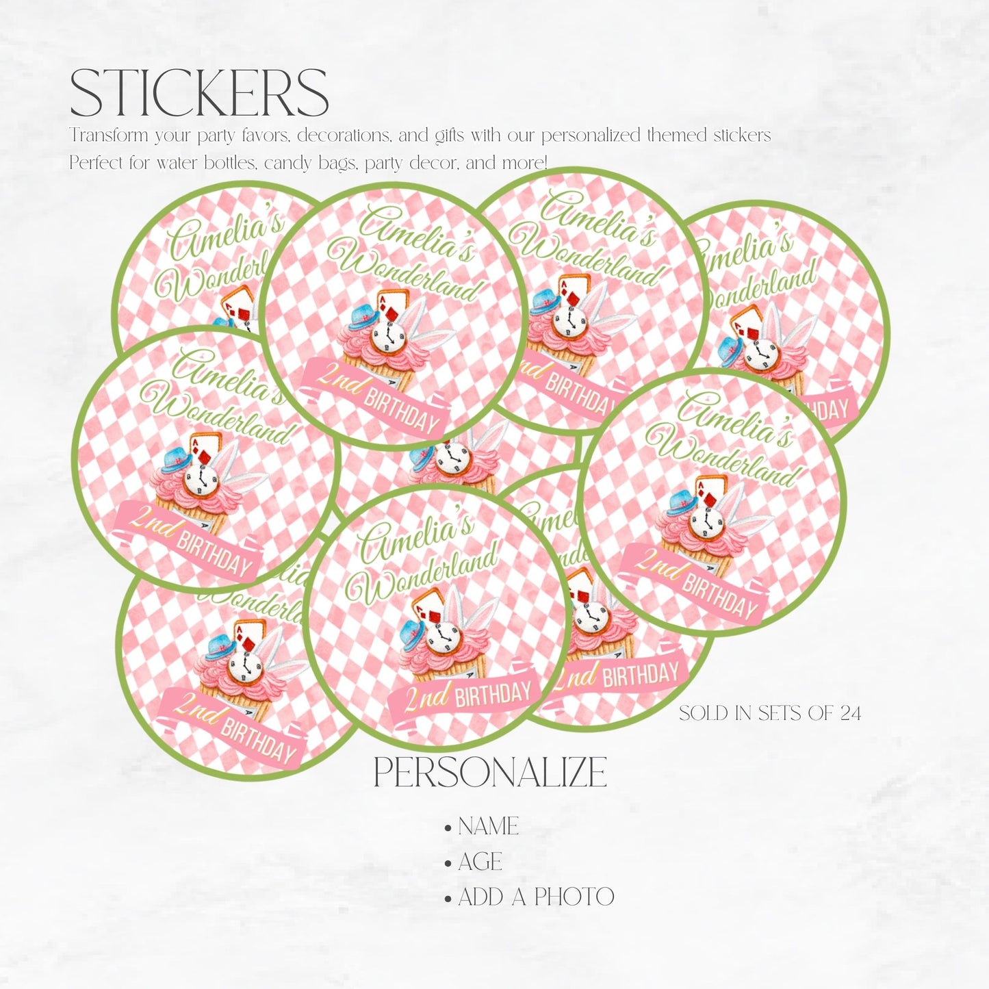 Alice In Wonderland Custom Stickers