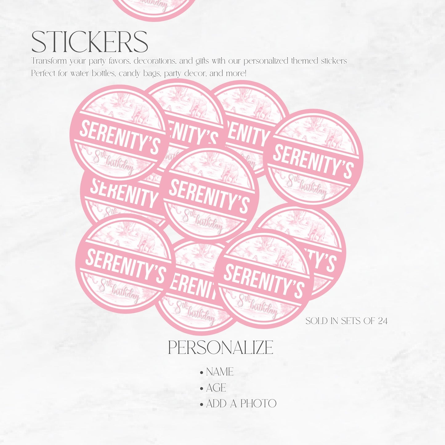 Toile Du Juoy Safari Pink Stickers