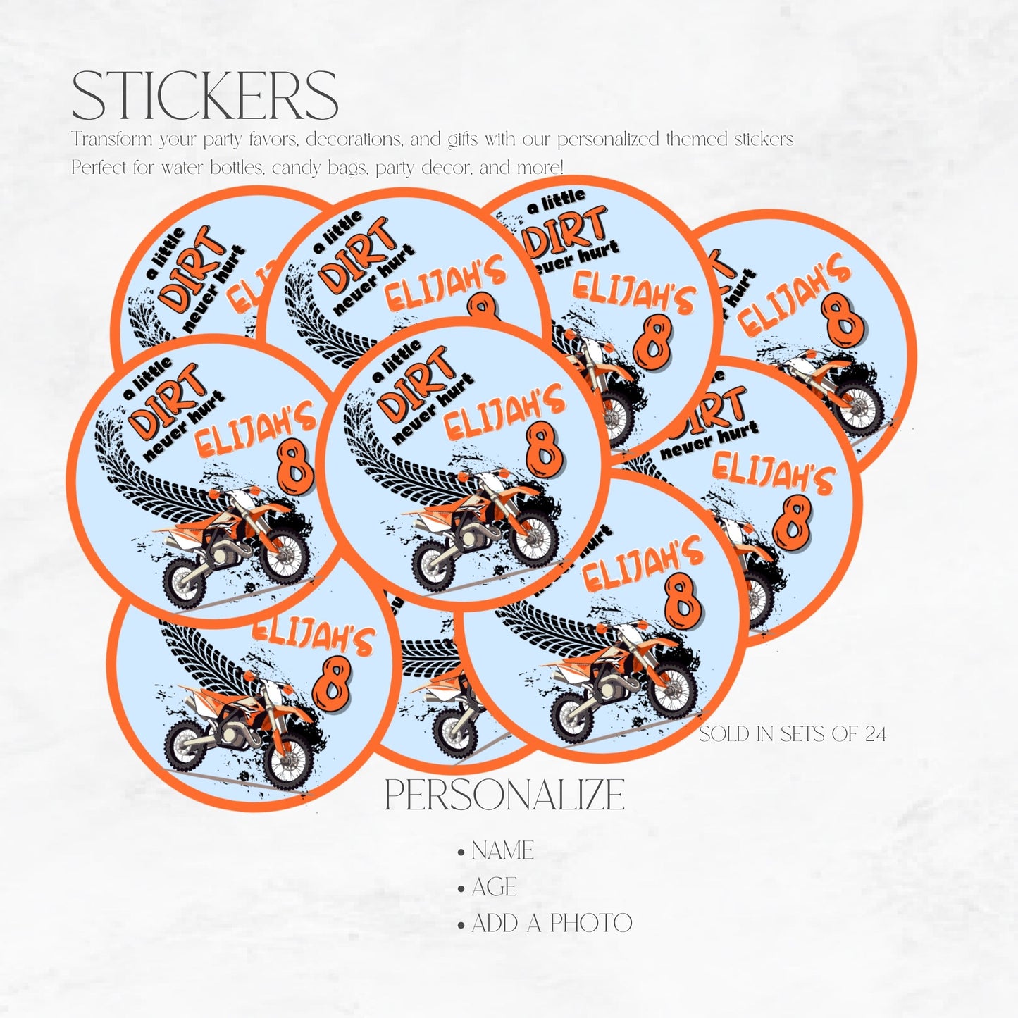 A Little Dirt Never Hurt Dirt Bike Stickers