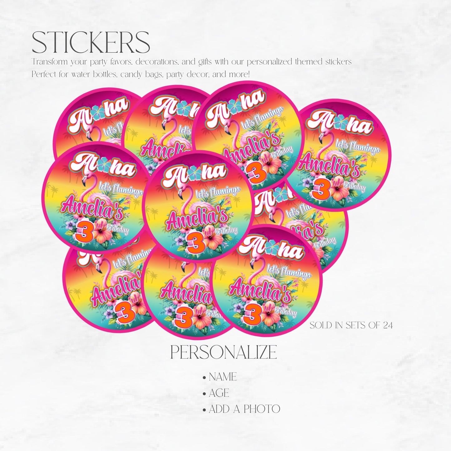 Aloha Let's Flamingo Custom stickers