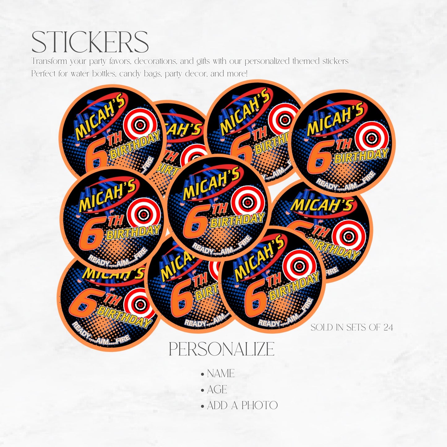 Nerf Ready Aim Fire Stickers