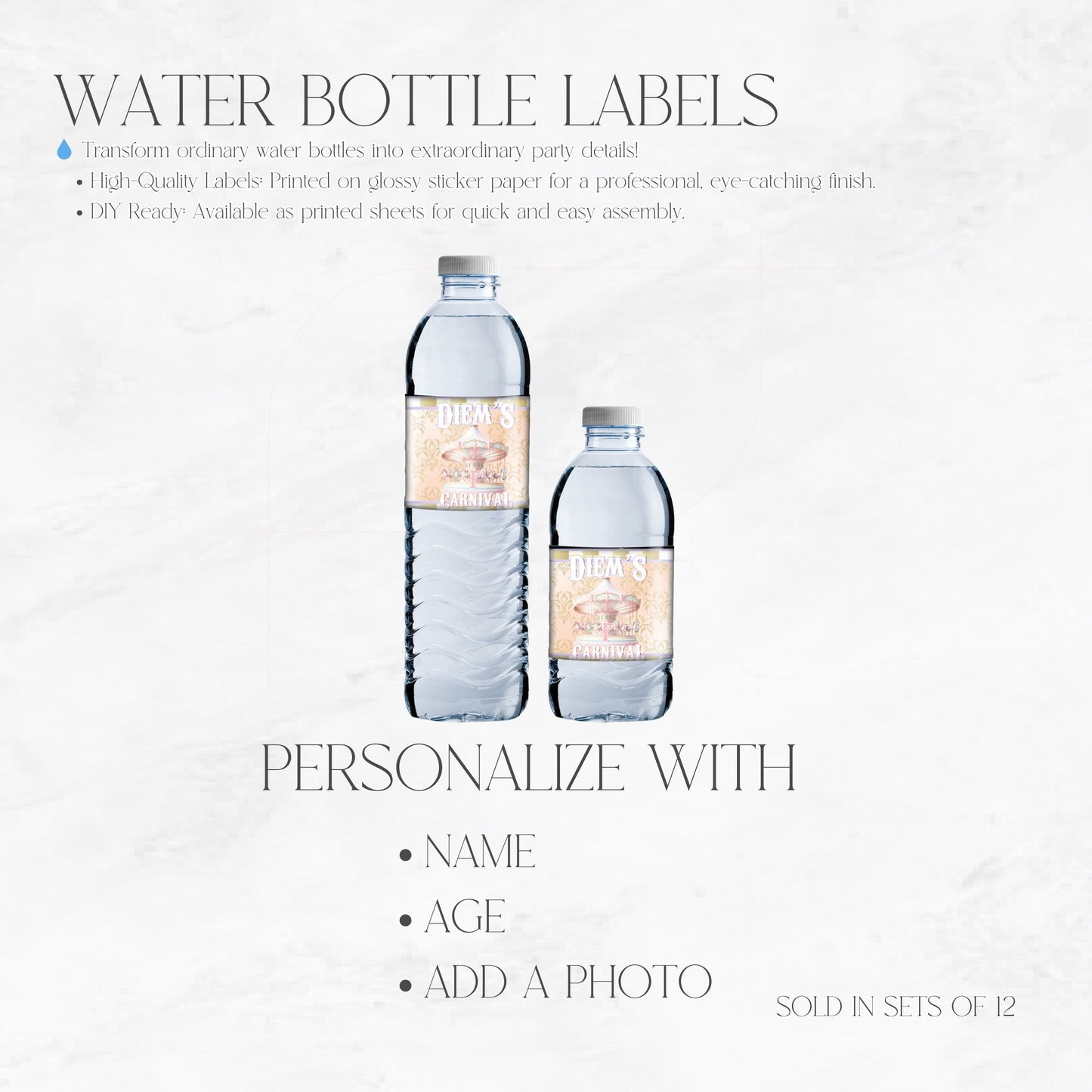 Pastel Carnival Water Bottle Labels