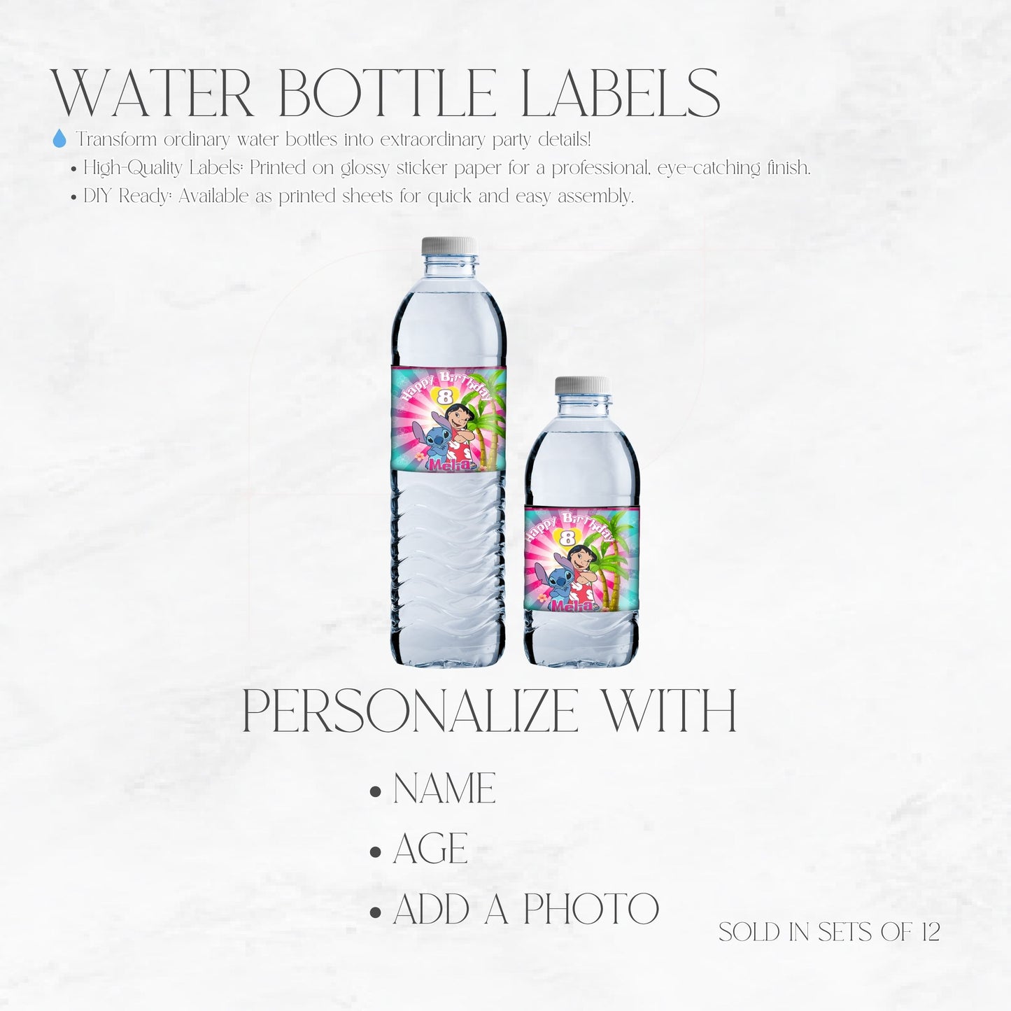 Lilo & Stitch Water Bottle Labels