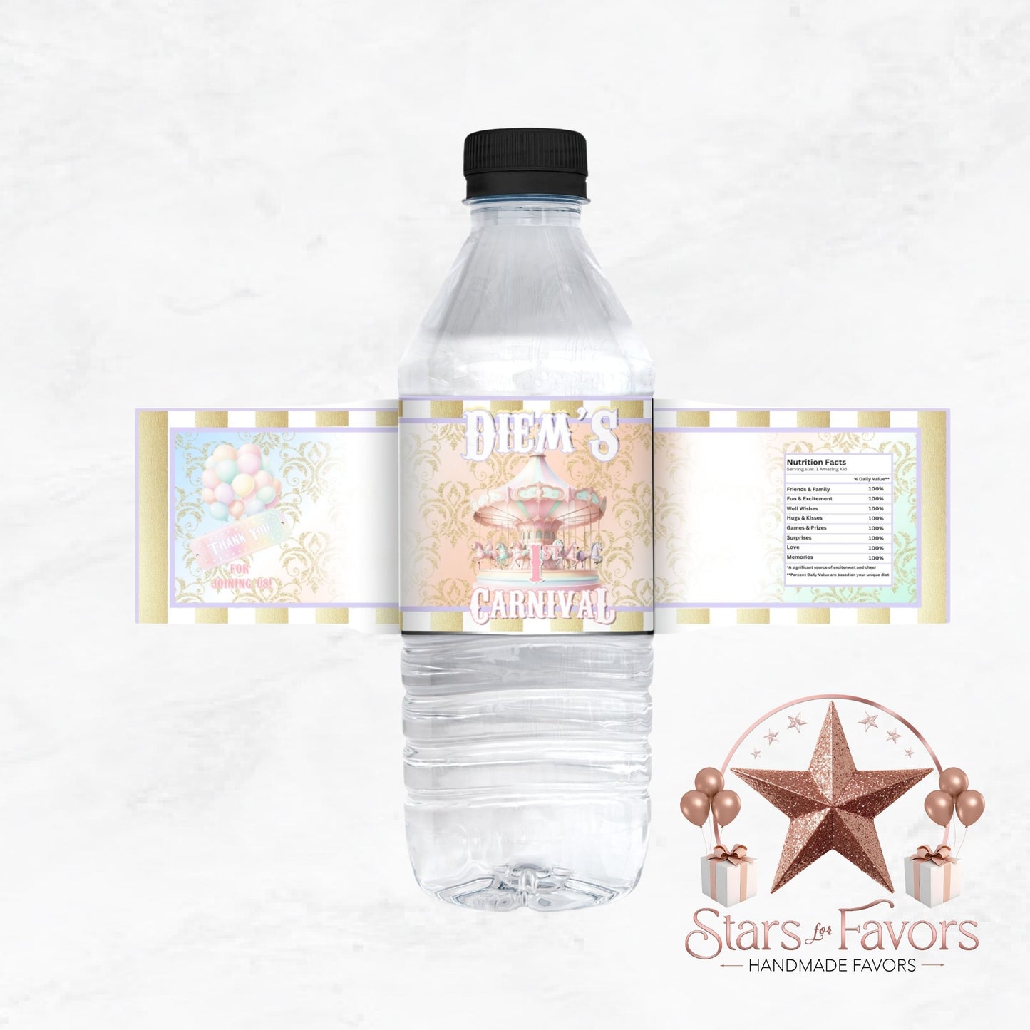 Pastel Carnival Water Bottle Labels