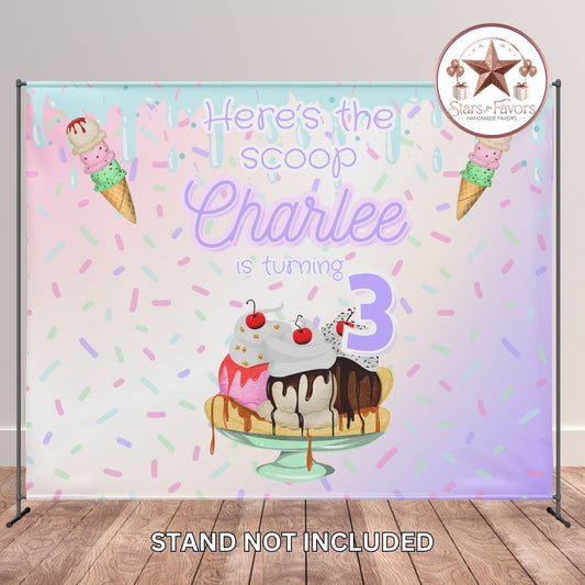 🍦 Here’s the Scoop – Custom Ice Cream Party Banner 🍦