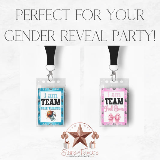 Free Throws or Pink Bows Gender Reveal Lanyard Badge