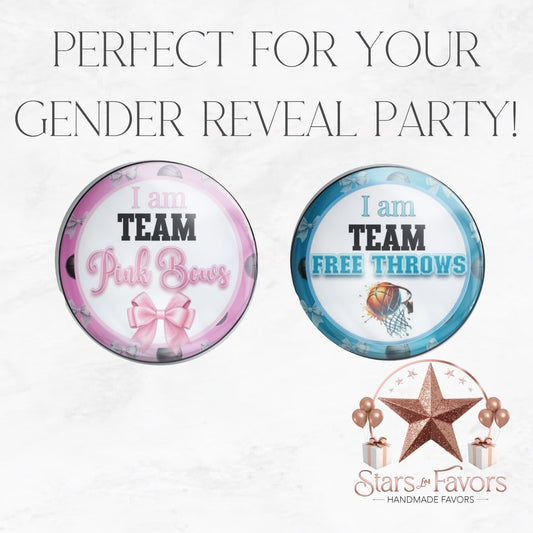 Free Throws or Pink Bows Gender Reveal Buttons