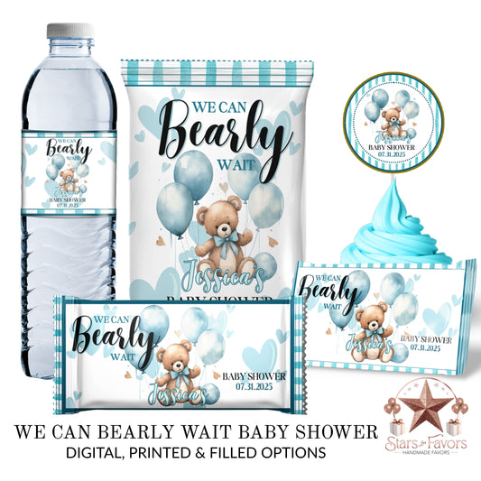 We Can Bearly Wait Blue Baby Shower Party Favors