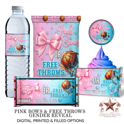 Pink Bows & Free Throws Gender Reveal Party Favors