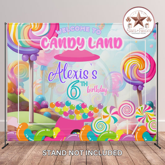 Candy Land Birthday Party Backdrop – Personalized Name & Age
