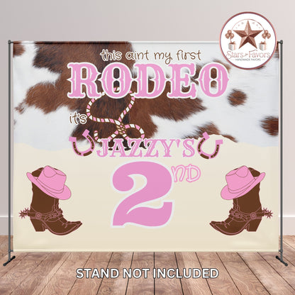 This Ain’t My First Rodeo – Custom Cowgirl Birthday Backdrop Banner