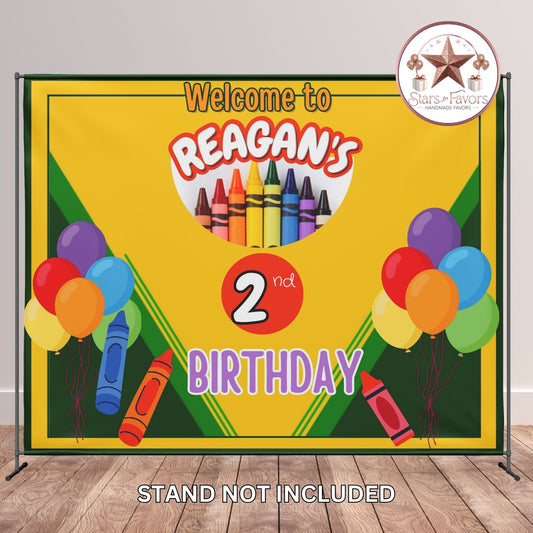 Crayon Birthday Theme Custom Banner – Personalized Name & Age