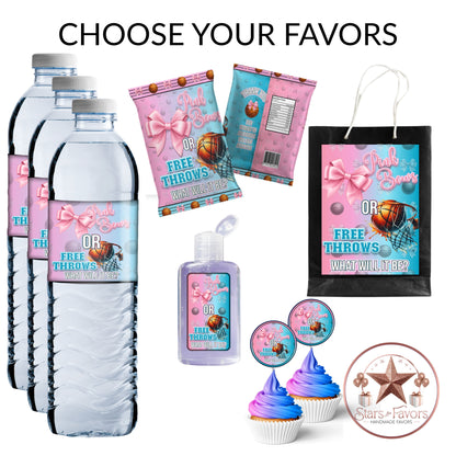 Pink Bows & Free Throws Gender Reveal Party Favors