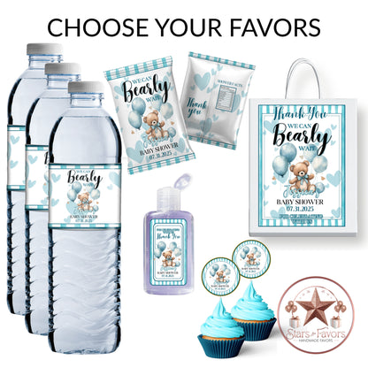 We Can Bearly Wait Blue Baby Shower Party Favors