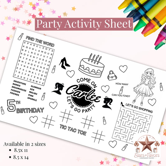 Come On Let's Go Party Doll Activity Sheet