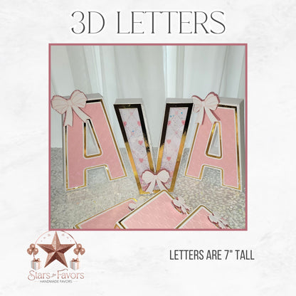 Pink Bows 3D Letters (7" Tall)