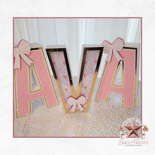Pink Bows 3D Letters (7" Tall)