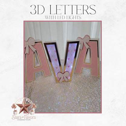 Pink Bows 3D Letters (7" Tall)