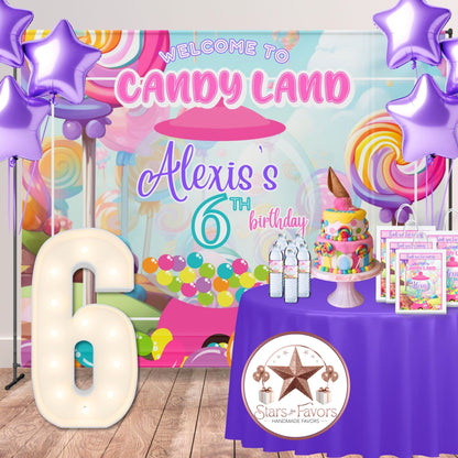 Candy Land Birthday Party Backdrop – Personalized Name & Age