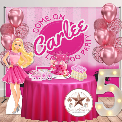 Come On Let’s Go Party Doll Birthday Backdrop – Personalized with Name & Age