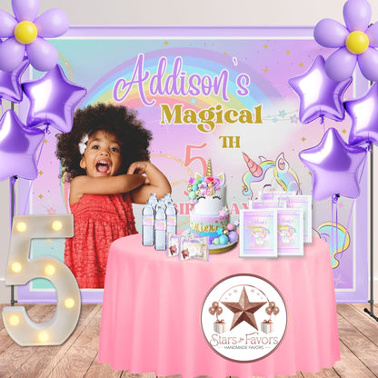 ✨ Magical Unicorn Rainbow Birthday Backdrop – Custom Party Banner ✨