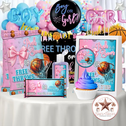 Pink Bows & Free Throws Gender Reveal Party Favors