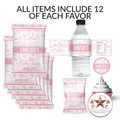 Toile De Juoy Pink Baby Shower Party Favors