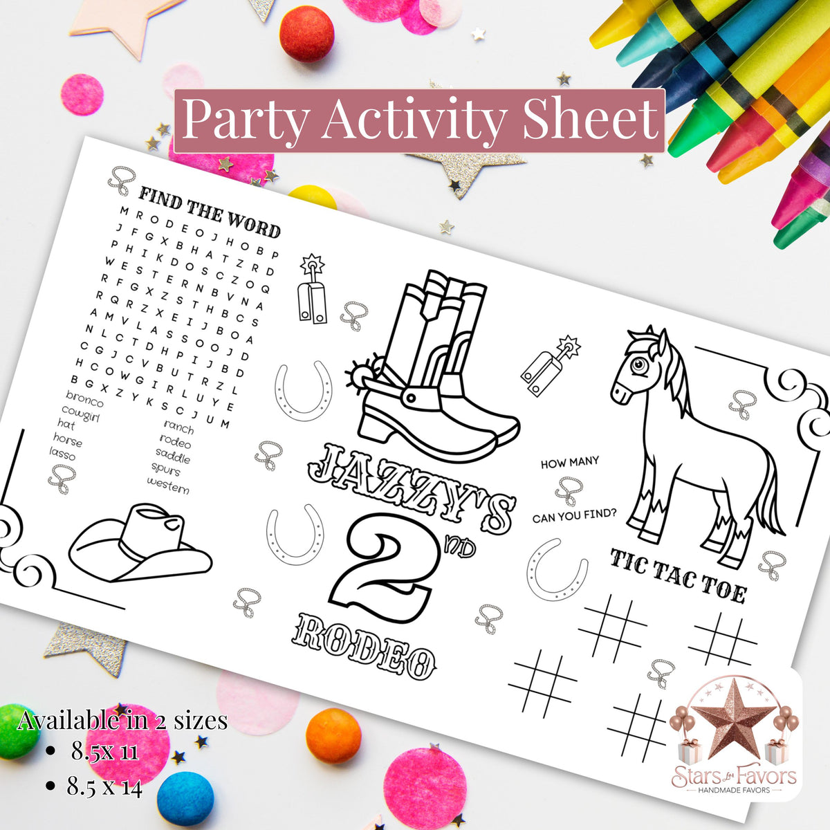 First Rodeo Activity Page Birthday Rodeo Activity Sheet – Stars For Favors