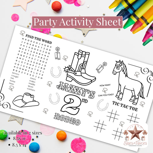 Birthday Rodeo Activity Sheet