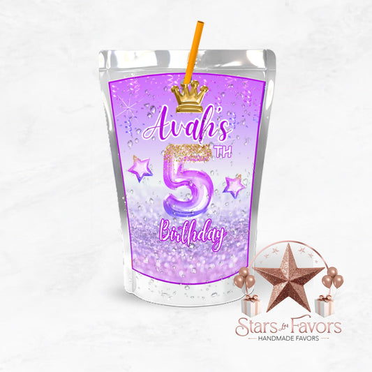 Purple Princess Foil Balloon Custom Juice Pouch