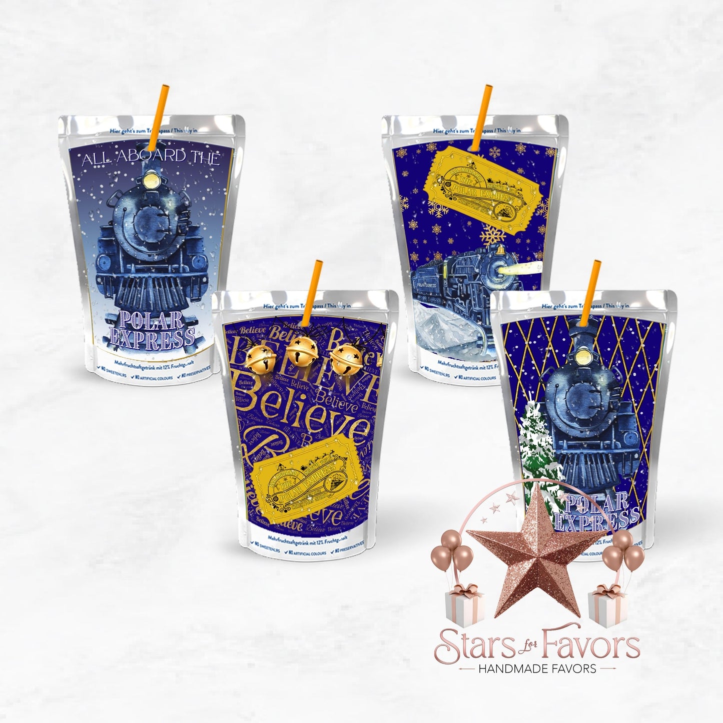 Polar Express Golden Ticket Custom Juice Pouch