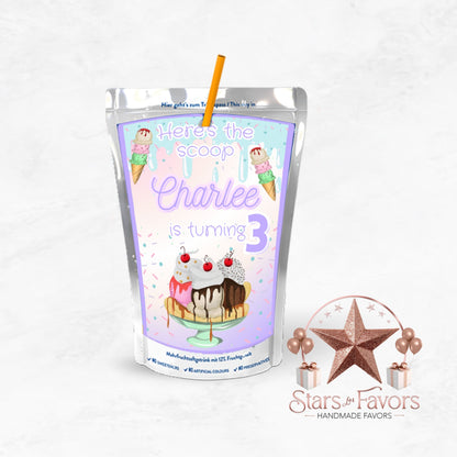 Here's The Scoop Ice Cream Juice Pouch Label