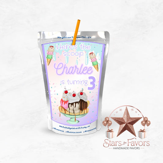 Here's The Scoop Ice Cream Juice Pouch Label
