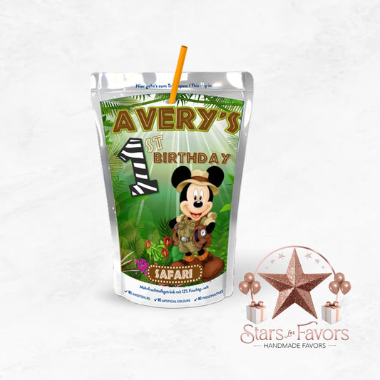 Safari Mickey Custom Juice Labels