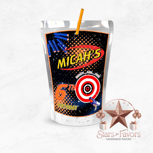 Nerf Ready Aim Fire Theme Custom Juice Pouches